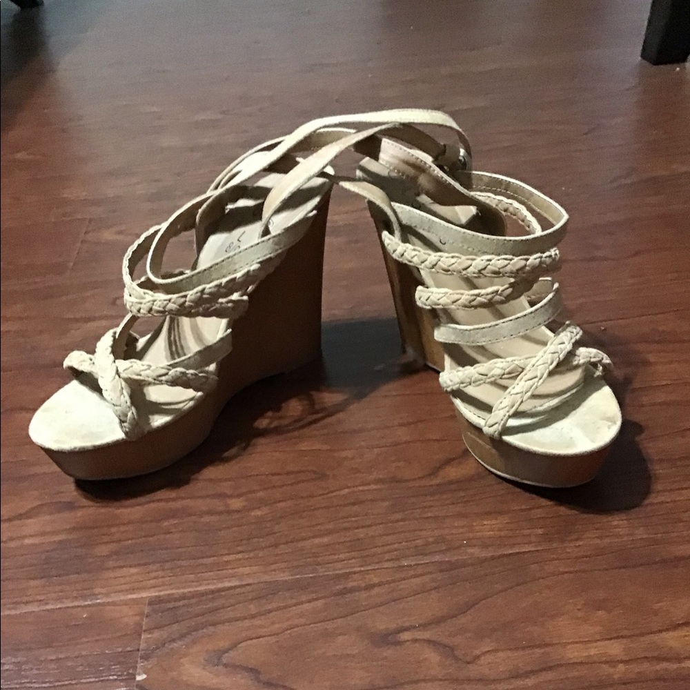 Suede strappy wedges